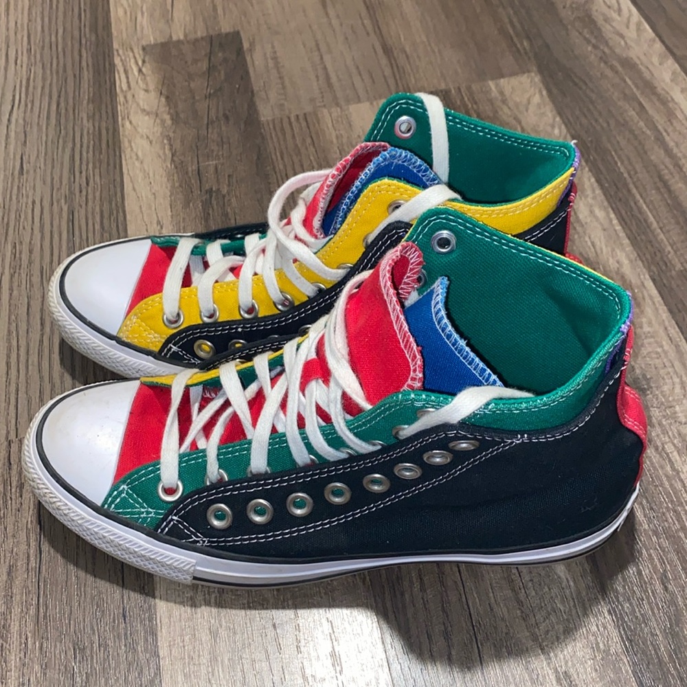 Multi colored layered high top converse